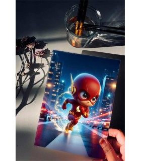 Placa Decorativa Baby Flash CHIBI Metálica Cuadro Póster HD