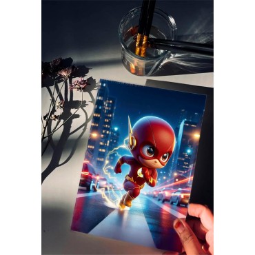 Placa Decorativa Baby Flash CHIBI DC Metálica Cuadro Póster HD
