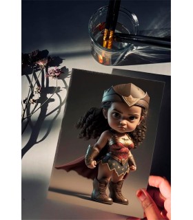 Placa Decorativa Baby Wonder Woman CHIBI Metálica Cuadro Póster HD