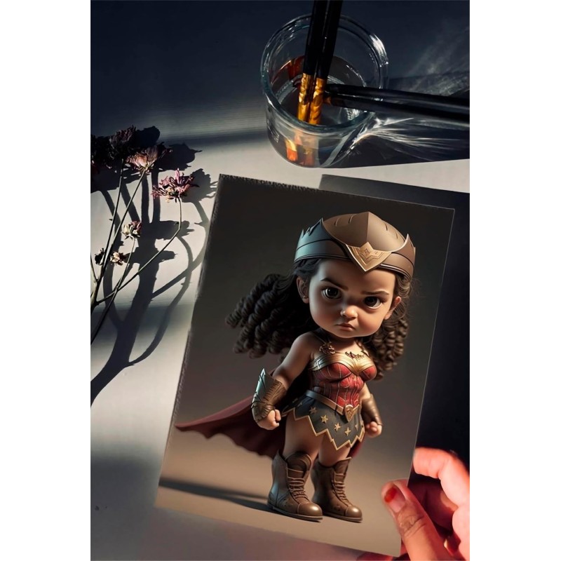Placa Decorativa Baby Wonder Woman CHIBI Metálica Cuadro Póster HD
