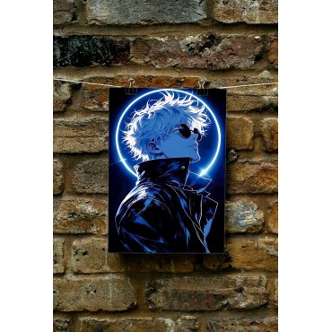 Placa Decorativa Satoru Gojō Jujutsu Kaisen Metálica Cuadro Póster HD