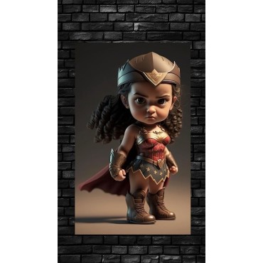Placa Decorativa Baby Wonder Woman CHIBI DC Metálica Cuadro Póster HD