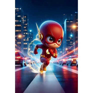 Placa Decorativa Baby Flash CHIBI DC Metálica Cuadro Póster HD