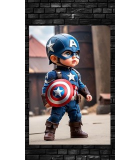 Placa Decorativa Baby Capitán América CHIBI Marvel Metálica Cuadro Póster HD