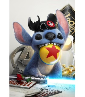 Placa Decorativa Stitch Juguetón Lilo & Stitch Disney Metálica Cuadro Póster HD