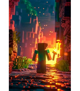 Placa Decorativa Minecraft Bedrock Metálica Cuadro Póster HD