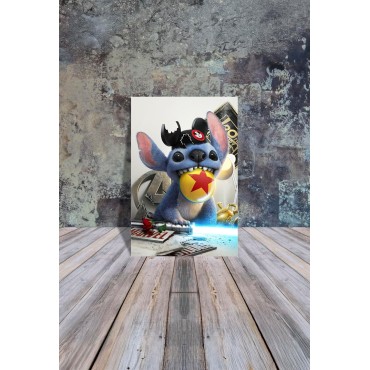 Placa Decorativa Stitch Juguetón Lilo & Stitch Disney Metálica Cuadro Póster HD