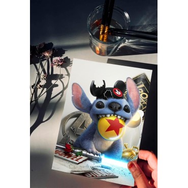 Placa Decorativa Stitch Juguetón Lilo & Stitch Disney Metálica Cuadro Póster HD