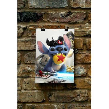 Placa Decorativa Stitch Juguetón Lilo & Stitch Disney Metálica Cuadro Póster HD