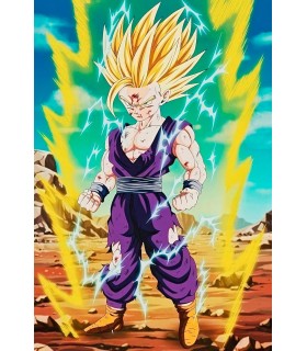 Placa Decorativa Gohan SSJ2 Metálica Cuadro Póster HD