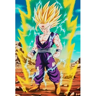 Placa Decorativa Gohan SSJ2 Metálica Cuadro Póster HD