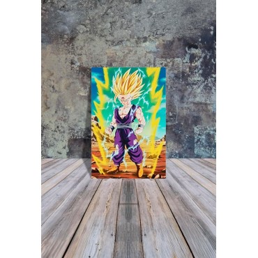 Placa Decorativa Gohan SSJ2 Metálica Cuadro Póster HD