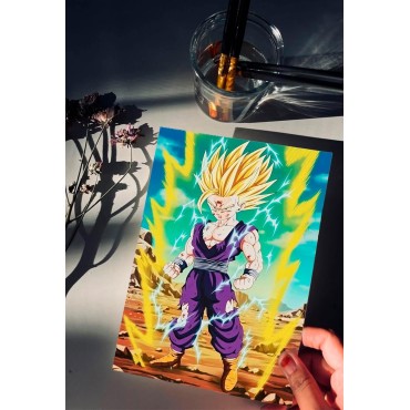 Placa Decorativa Gohan SSJ2 Metálica Cuadro Póster HD