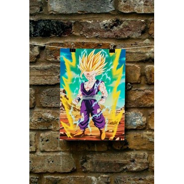 Placa Decorativa Gohan SSJ2 Metálica Cuadro Póster HD