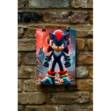 Placa Decorativa Shadow Sonic Metálica Cuadro Póster HD