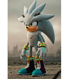 Placa Decorativa Silver Sonic Metálica Cuadro Póster HD
