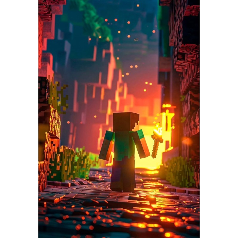 Placa Decorativa Minecraft Bedrock Metálica Cuadro Póster HD