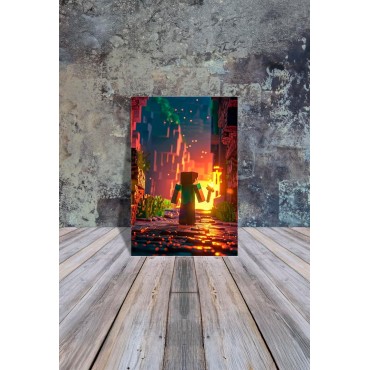 Placa Decorativa Minecraft Bedrock Metálica Cuadro Póster HD