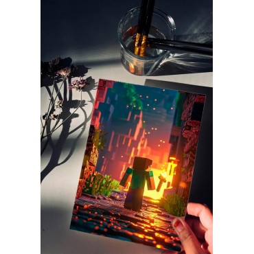 Placa Decorativa Minecraft Bedrock Metálica Cuadro Póster HD