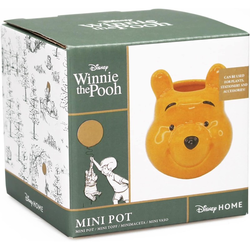 Mini Macetero Y Mini Lapicero 3D Cabeza Winnie The Pooh Disney Cerámica