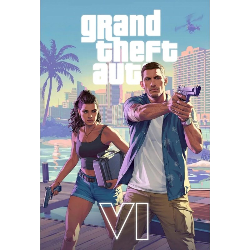 Placa Decorativa Grand Theft Auto VI Metálica Cuadro Póster HD