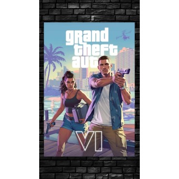 Placa Decorativa GTA VI Grand Theft Auto VI Metálica Cuadro Póster HD