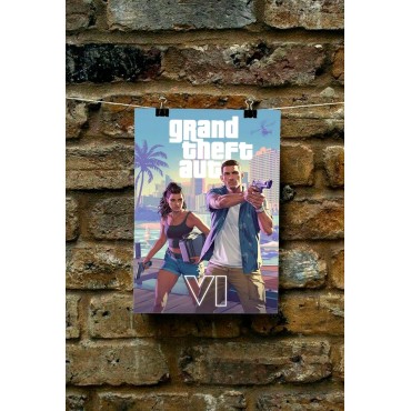 Placa Decorativa GTA VI Grand Theft Auto VI Metálica Cuadro Póster HD