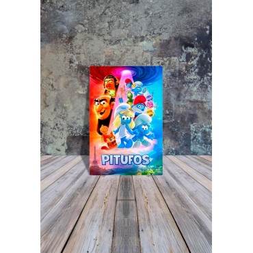 Placa Decorativa Pitufos Metálica Cuadro Póster HD