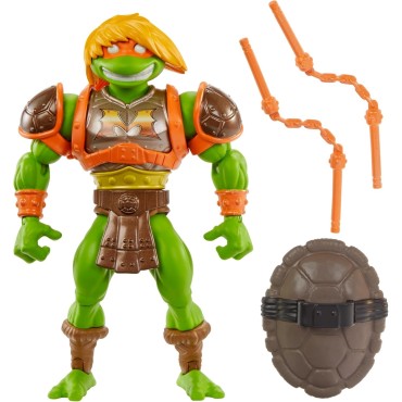 Figura Michelangelo MOTU X TMNT Turtles Of Grayskull Masters Of The Universe Teenage Mutant Ninja Turtles Articulada 14 cms