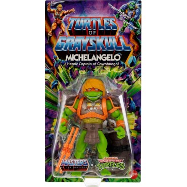 Figura Michelangelo MOTU X TMNT Turtles Of Grayskull Masters Of The Universe Teenage Mutant Ninja Turtles Articulada 14 cms