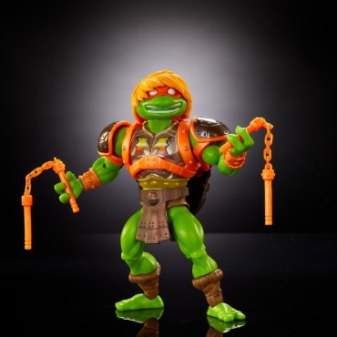 Figura Michelangelo MOTU X TMNT Turtles Of Grayskull Masters Of The Universe Teenage Mutant Ninja Turtles Articulada 14 cms