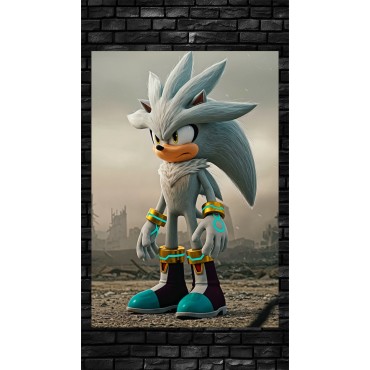 Placa Decorativa Silver Sonic Metálica Cuadro Póster HD