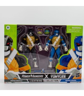 Pack Figuras Power Rangers X Teenage Mutant Ninja Turtles Morphed Donatello Negro y Morphed Leonardo Azul Articuladas 15 cms