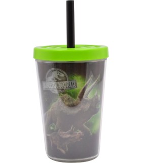 Vaso con Pajita Jurassic World Triceratops 300 mls