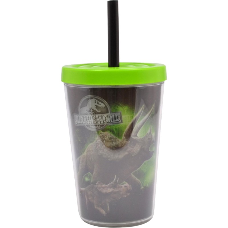 Vaso con Pajita Jurassic World Triceratops 300 mls