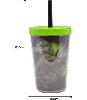 Vaso con Pajita Jurassic World Triceratops 300 mls